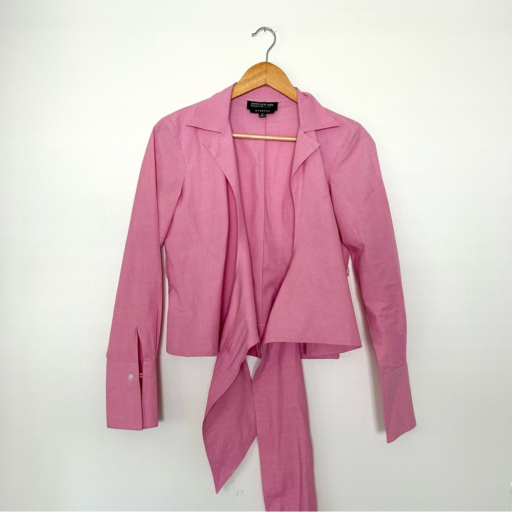 VINTAGE Pink Crop Wrap Top Blouse